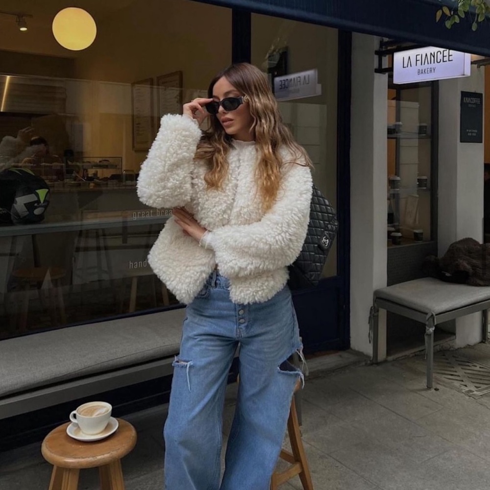 Zara Cream Teddy Jacket - Picture 9 of 12